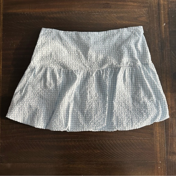 Nordstrom BP. Blue White Gingham Mini Bubble Skirt Size L Coquette Cottagecore - Picture 2 of 9